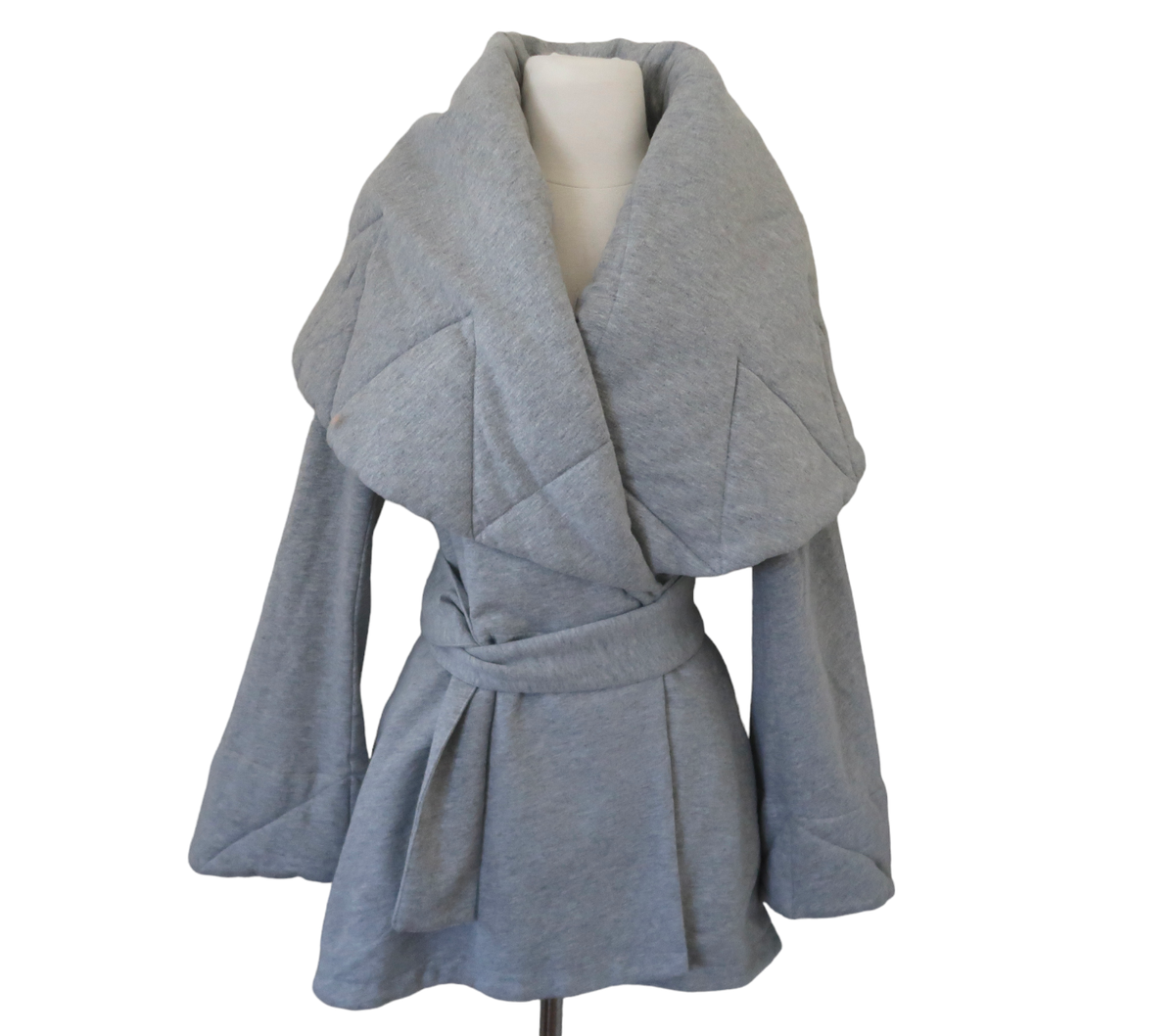 vtg 80s OMO NORMA KAMALI heathered fleece shawl collar jacket O/S