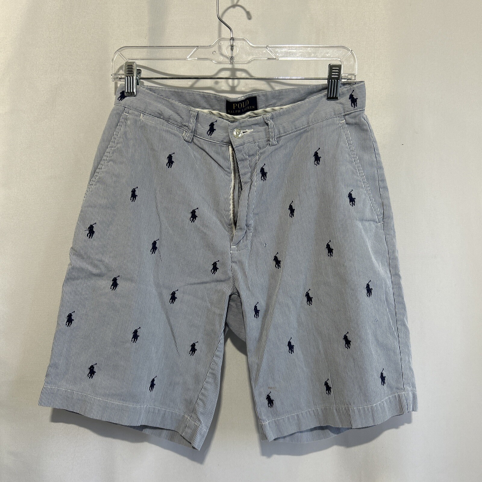 Polo Ralph Lauren Men All Over Pony Seersucker Striped Classic Fit 9” Shorts 29