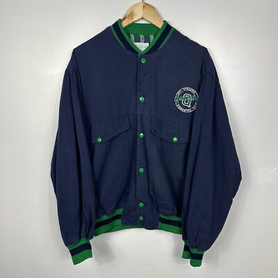 Vintage 80s Levi s Bomber Varsity Jacket, Golf Lining, Navy Blue, Mens Large