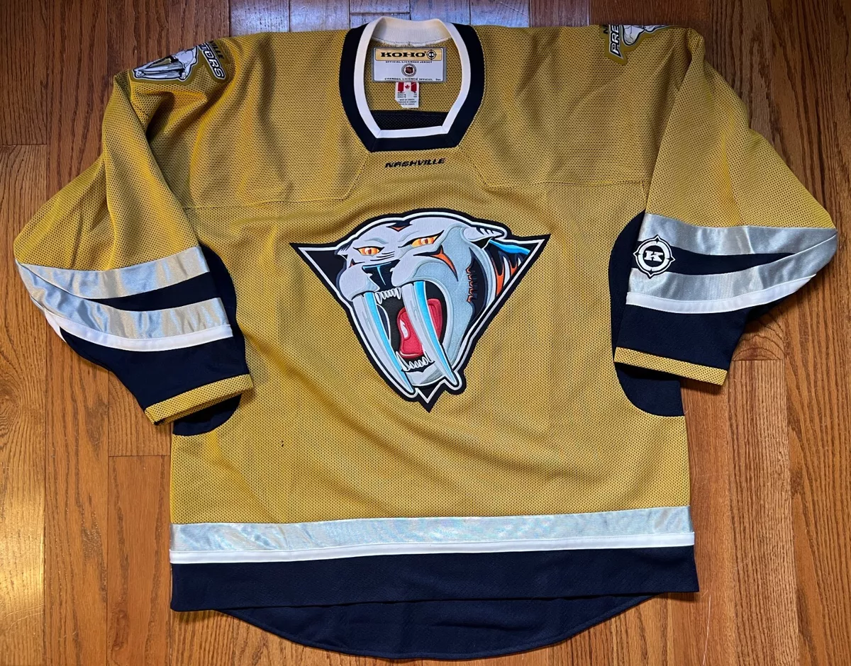 Large Mens Nashville Predators Jersey KOHO mustard cat sabertooth canada  men L