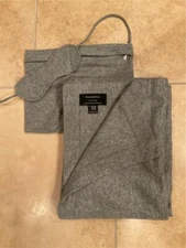 ERMENEGILDO ZEGNA CASHMERE TRAVEL BLANKET SLEEP MASK AND CASE BLANKET 56”x 42”