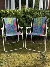 Vintage Deckchairs - Pair Of Retro Deck Chairs - 1970s Folding Beach Chairs