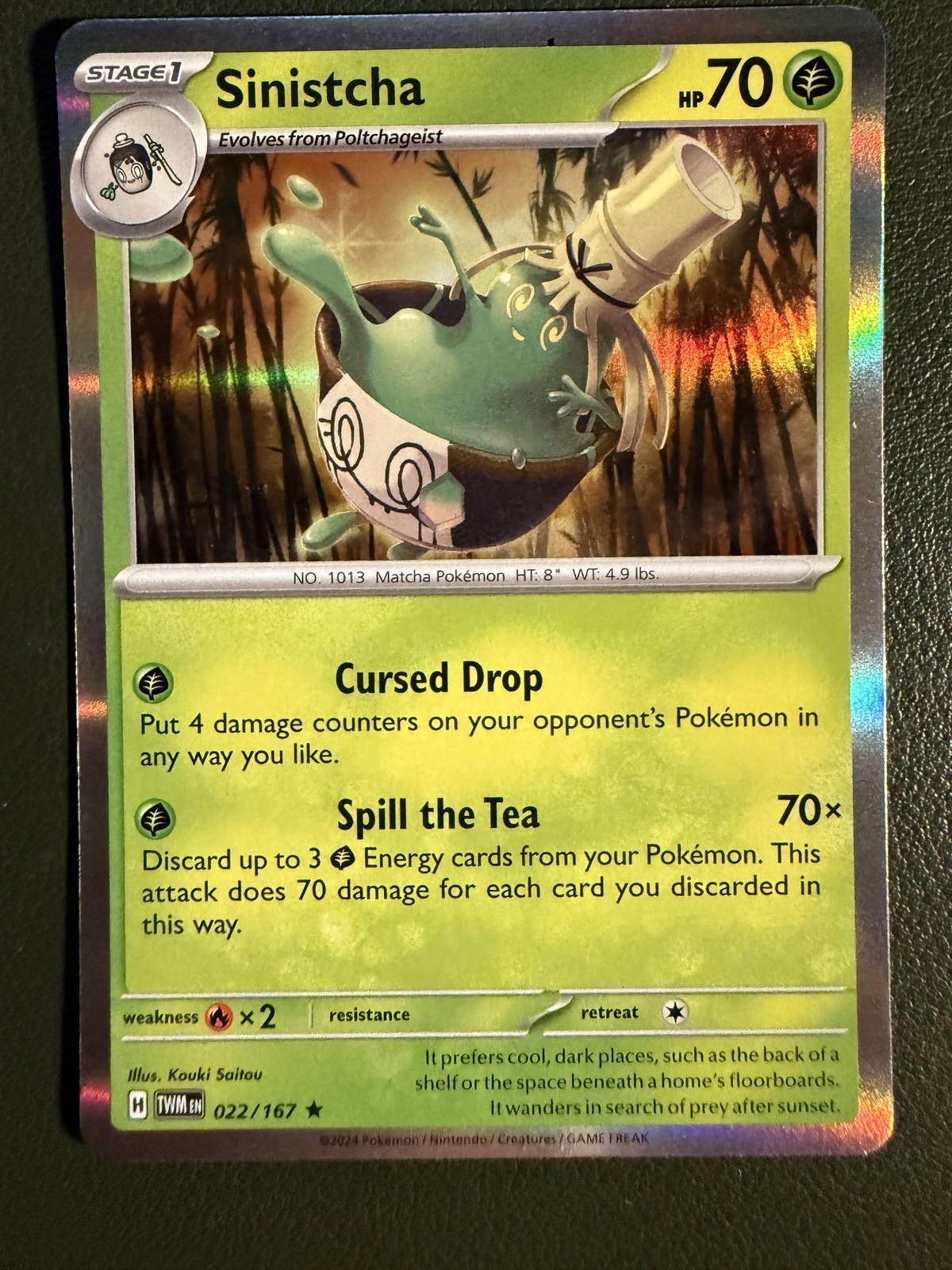 Pokemon TCG Sinistcha 22/167 Twilight Masquerade Holo NM