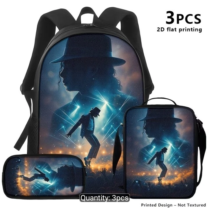 Set Michael Jackson Ultra-light School Backpack Shoulder Bag & Pencil Case