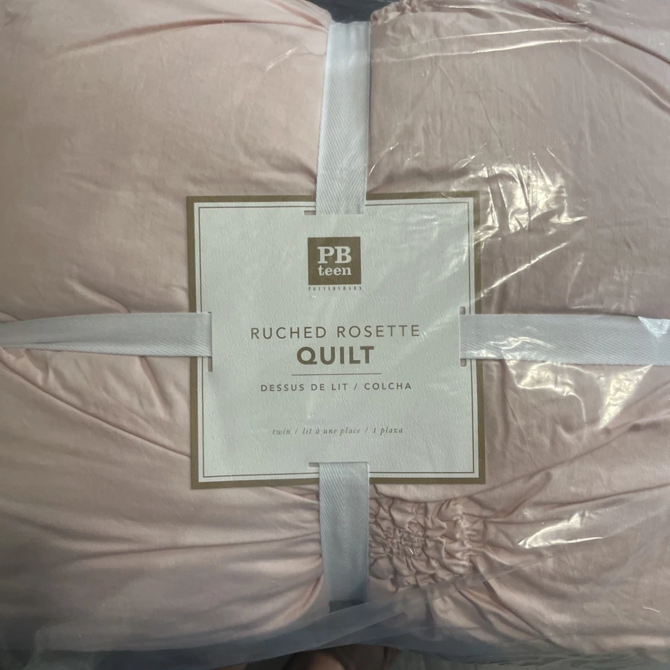 pottery barn Ruched Rosette quilt twin QzB . - Image 3 of 4