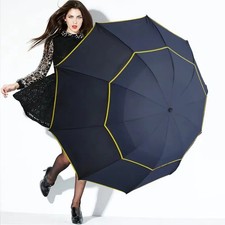 Double Strong Wind Resistant Umbrella Rain Women Large Folding Non-automatic Umb