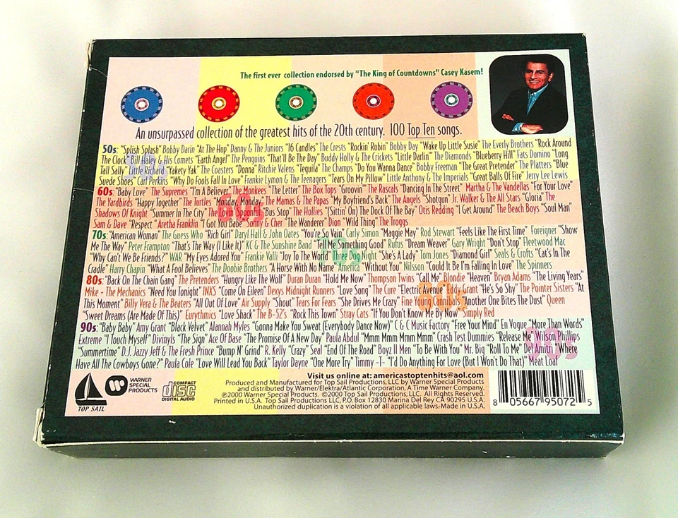 America's Top 10 Through the Years By Casey Kasem 5 CD Box Set Foto 3 de 4
