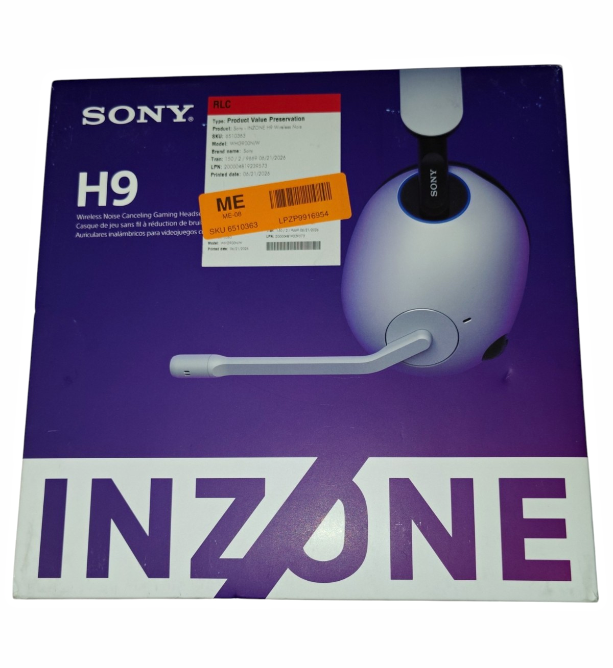 Sony INZONE H9 Wireless Noise Canceling Over-Ear Gaming Headset Boom Mic USB-A