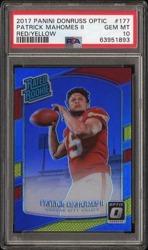 2017 Panini Donruss Rated Rookie Patrick Mahomes Red Yellow PSA 10