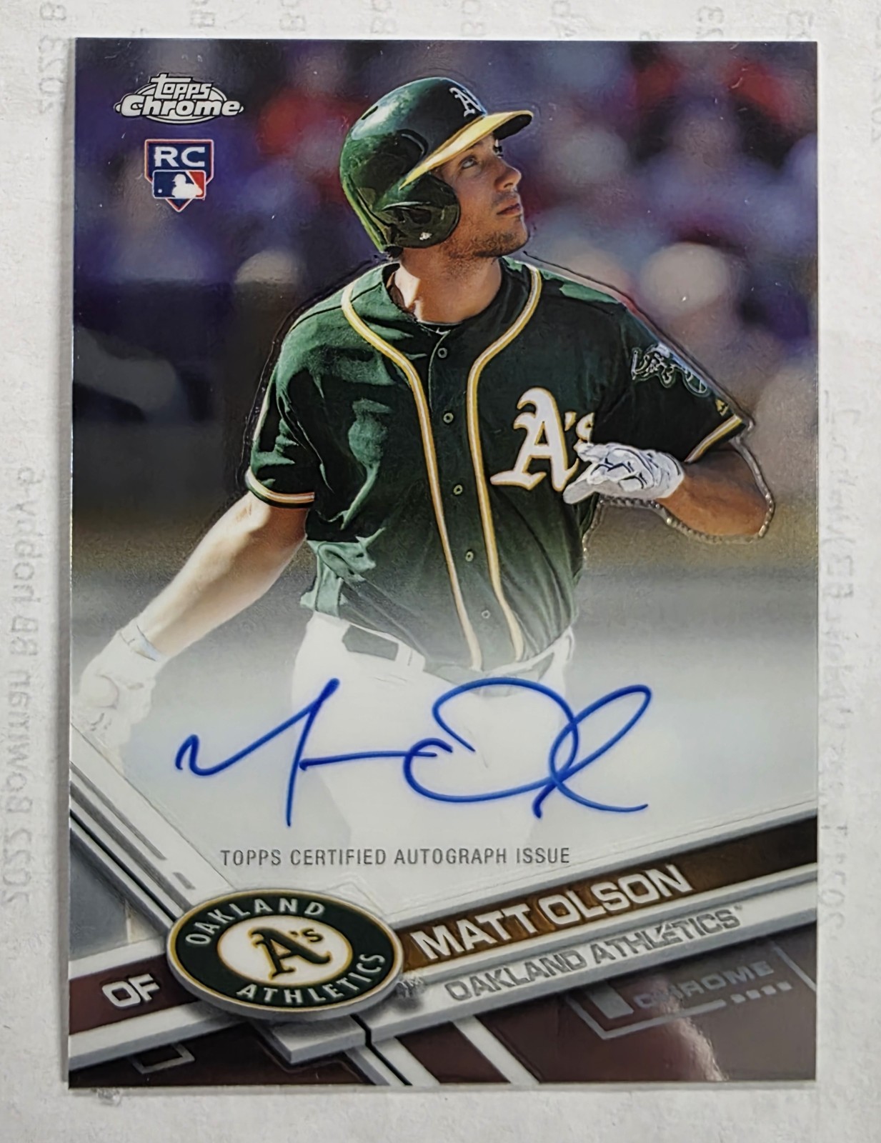 2017 TOPPS CHROME BASEBALL MATT OLSON #RA-MO AUTO ATHLETICS MLB