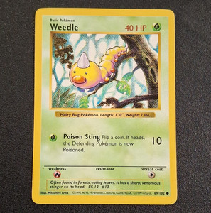 1995 weedle pokemon card value 69/102  Base Set First Edition #69(Shadowless) Grass Rarity Weedle 69 102 | eBay