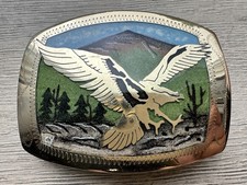 vintage western enamel belt buckle