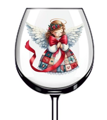 12x Bunter Weihnachtsengel UVDTF Aufkleber-Becher Weinglas Flasche Becher