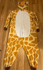 Giraffe One Piece Adult Size Medium Halloween Costume Hood and Tail Dress Up PJs