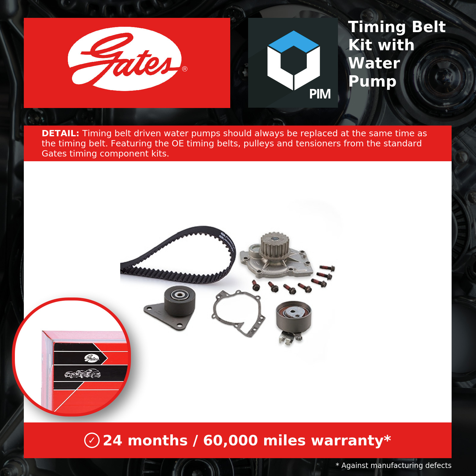 Timing Belt & Water Pump Kit fits VOLVO C70 Mk1 2.0 2.3 2.4 97 to 05 Set Gates - Image 7