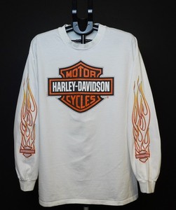 Vintage 1996 Harley Davidson Flaming Long Sleeves & Flaming Eagle XL T-Shirt