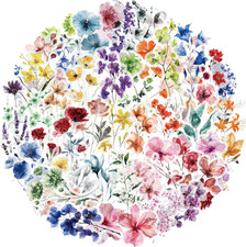 50Pcs Transparent Flower Stickers for Scrapbooking PET Nature Plant Sticker Flor