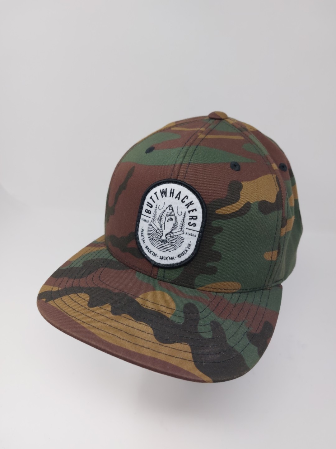 Halibut Buttwhackers Patch Logo Camo Snapback Hat… - image 2