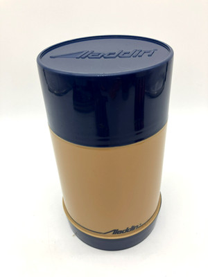 Vintage ALADDIN 1 Pint Wide Mouth Thermos Blue & Tan With Lids 7 3/8''