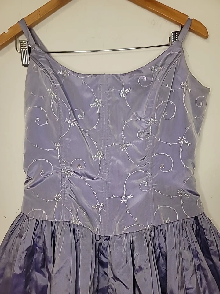 Vestido Vintage Gunne Sax Jessica McClintock Púrpura Tafetán L 9/10 Caprichoso Hada Foto 2 de 4