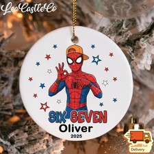 Personalized Superhero Christmas Ornament, Customized 2D Ceramic Ornament