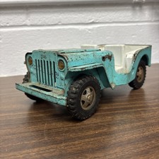 Vintage 1960's Turquoise  White Tonka Jeep Dispatcher Pressed Steel Truck
