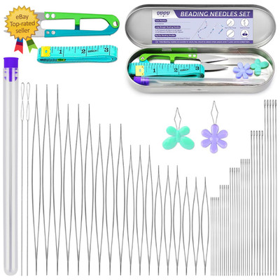 86 Pcs Beading Needle Set, 6 Sizes Big Eye Beading Needles for Seed Beads, Long