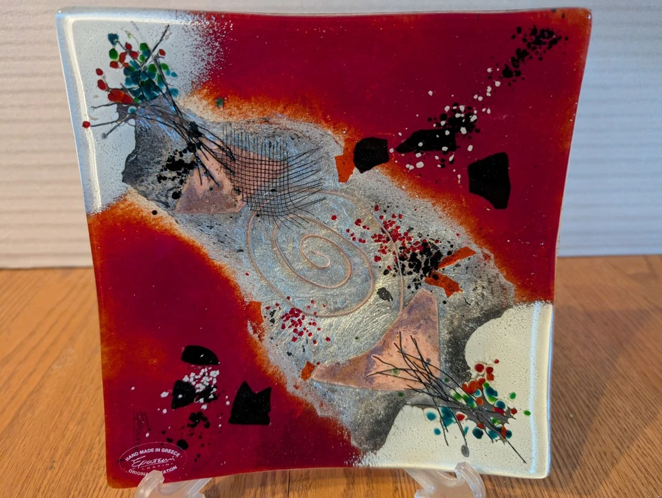 Уникальная стеклянная чаша ручной работы в Греции ERATINI Anactacia блюдо абстрактный художественный декор - Изображение 4 из 4