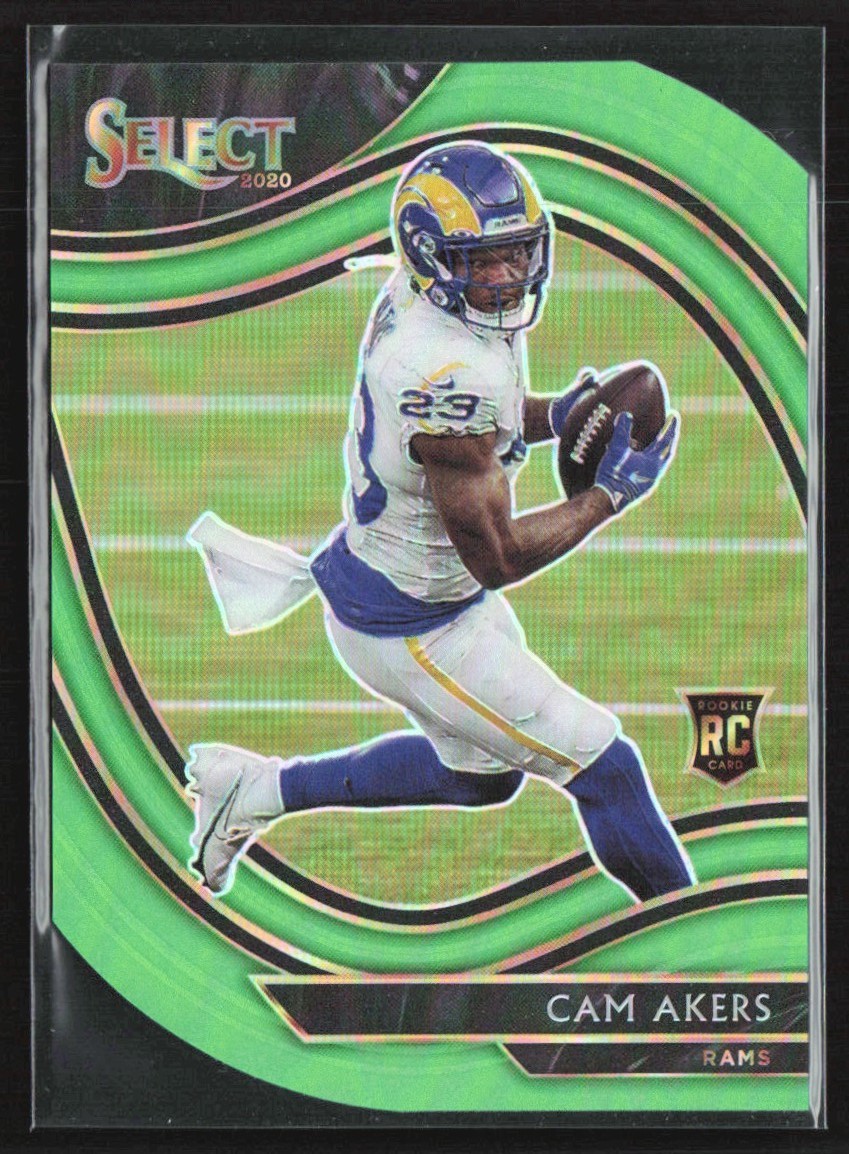 Cam Akers 2020 Panini Select Neon Green Field Die-Cut RC #355 Los Angeles Rams