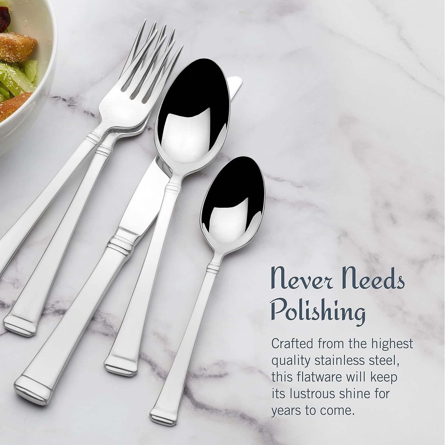 Harmony 65-Piece Stainless Steel Flatware Set for 12 - Elegant Dining Essentials thumbnail 6
