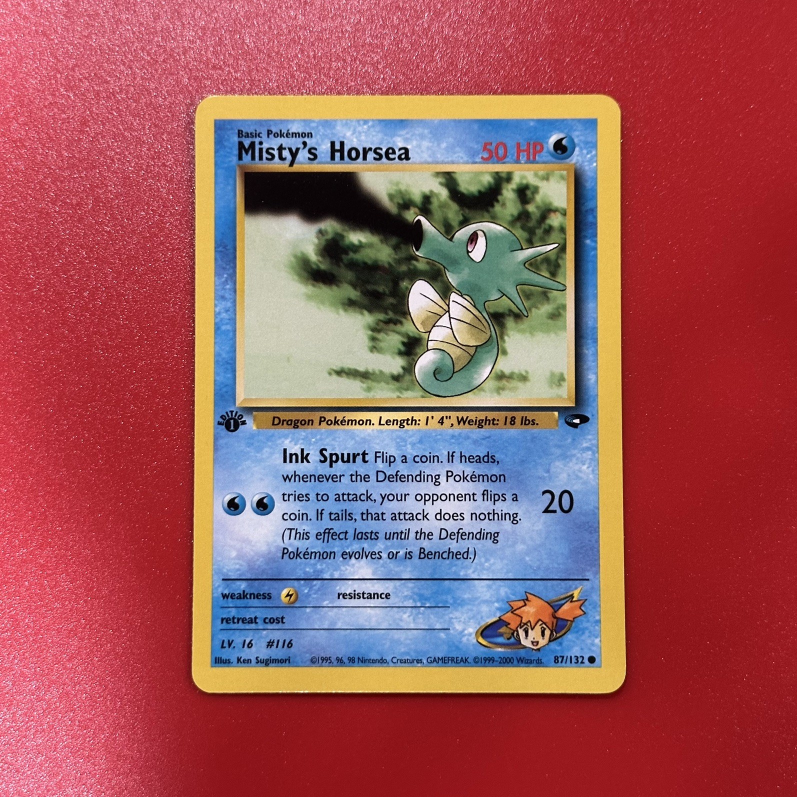 1st Edition Misty's Horsea 87/132 - Gym Challenge - Pokemon - Common - NM