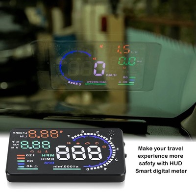 New A8 Car Head Up Display OBD2 Speedometer Clock HUD Auto On-board Computer Wit