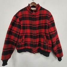 Vintage Woolrich Mens Full Zip Buffalo Plaid Sherpa Lined Jacket Size L Wool