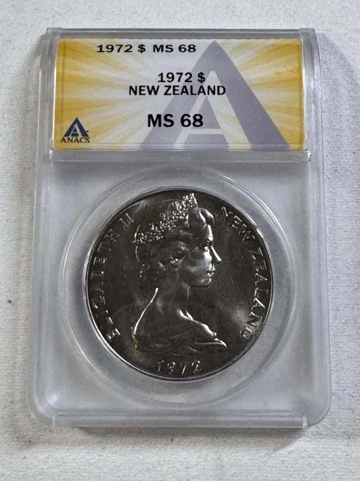 Nueva Zelanda 1972 1 dólar calificado como nuevo 68 por ANACS Foto 4 de 4