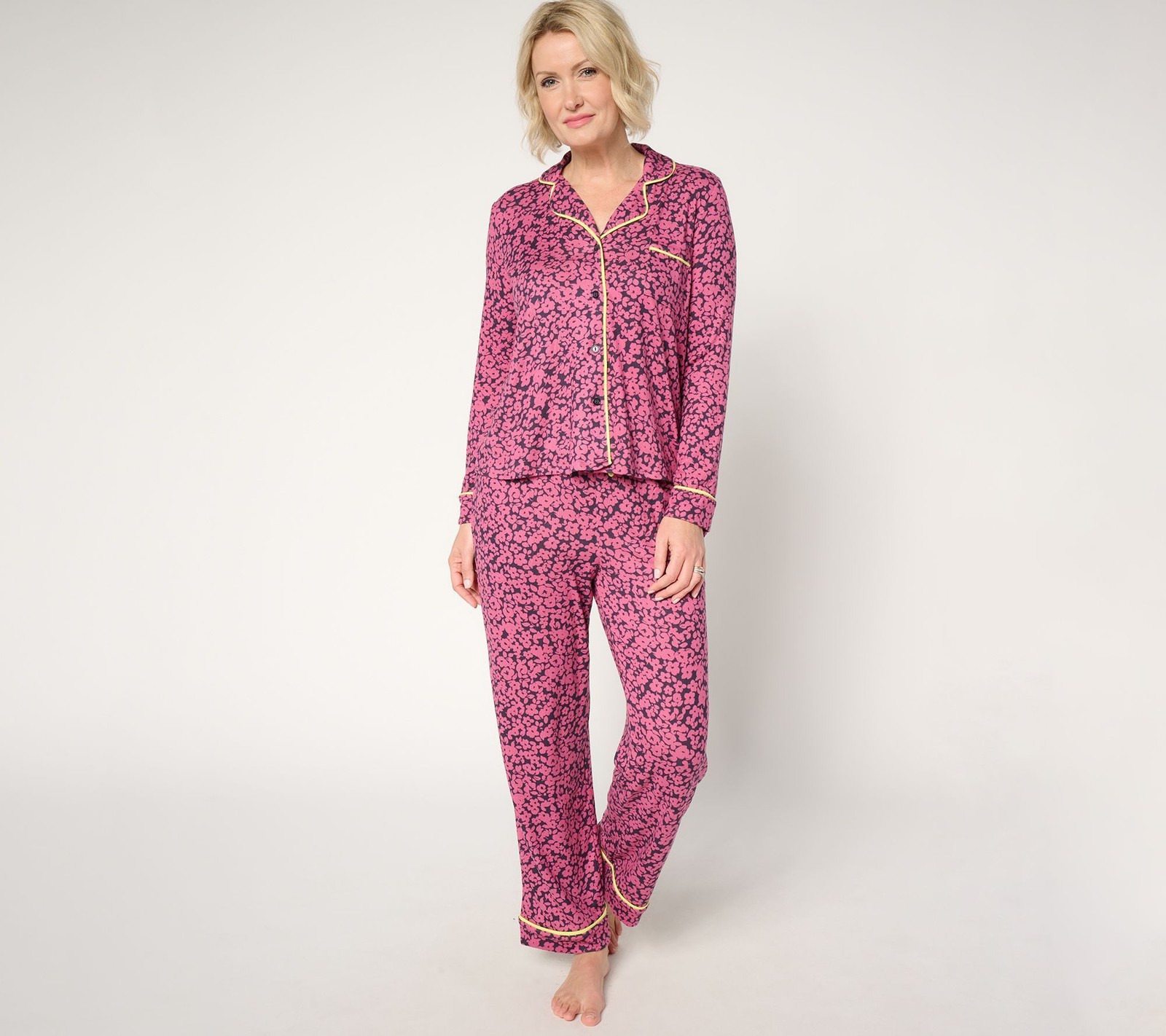 SUNNYLiFE Women's Sleepwear Sz L Pillowsoft Notch Collar Pajama Set Pink A665062