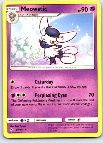 Meowstic 80/214 Rare Unbroken Bonds Pokemon Lightly Played