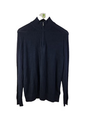 M S 1/4 Zip Jumper Size M Navy High Neck Cotton Modal NEW