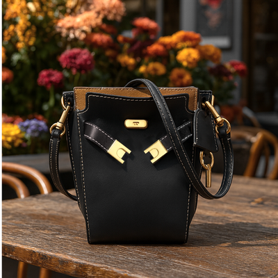 NEW Tory Burch Lee Radziwill Double Petite Black Small Bucket Tote