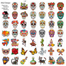 96Pcs Day of the Dead Face Tattoos, Dia De Los Muertos Costume Skuall Tempora...