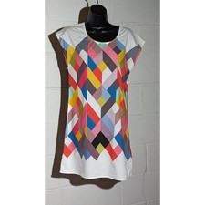 Geometric Multicolor Sleeveless Sheath Dress Colorful Patterned Mini Medium
