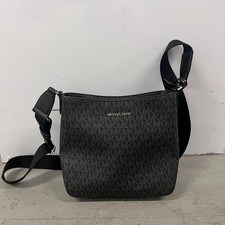 Michael Kors Jet Set Travel Messenger Bag Women Black Logo Print Crossbody Strap