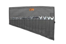 Heavy Duty Canvas Tool Organizer Roll Up Bag, 16 Pockets for Metric & SAE Wre...