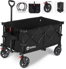220L Collapsible Foldable Wagon with 330lbs Weight Capacity, Heavy Duty Foldi...
