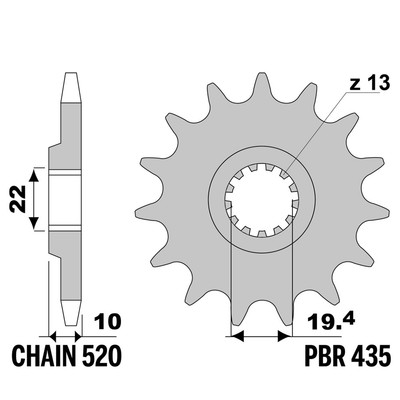 KAWASAKI KLX -R 400 2003-2003 vorne ritzel PBR Tonhöhe 520 14 Zähne