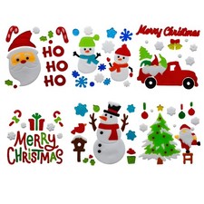 Christmas Gel Window Clings,6 Pieces Set, Holiday Decorative Stickers with Sa...