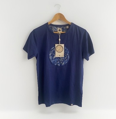 Pretty Green Paisley Applikation Logo T-Shirt Navy Herren XS Extra Small neu mit Etikett