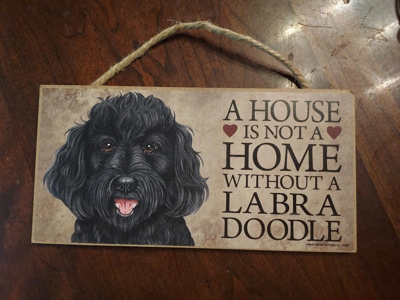 A House is not a Home without a LABRADOODLE Black Wood Dog Sign about 5"x10"