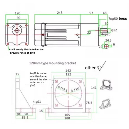 Speed Regulating Gear Reduction Motor 750W W/ Frequency Converter Three-phase - Picture 4 of 13
