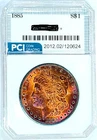 1885-P  Gem BU ++  Morgan Dollar Beautiful Rainbow Toned Obverse