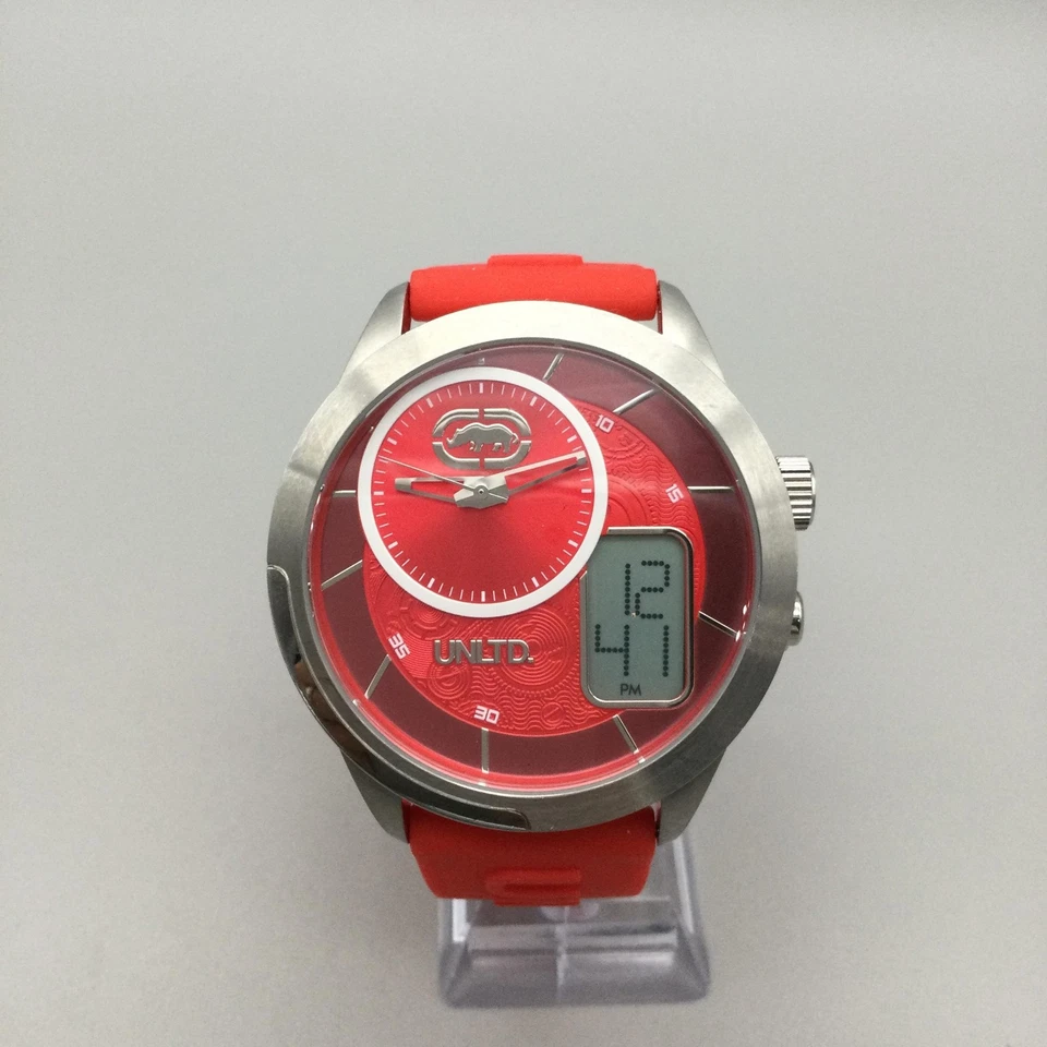 Marc Ecko UNLTD Traveler Watch Men 49mm Red Analog Digital M04032D New Battery - image 2 of 4